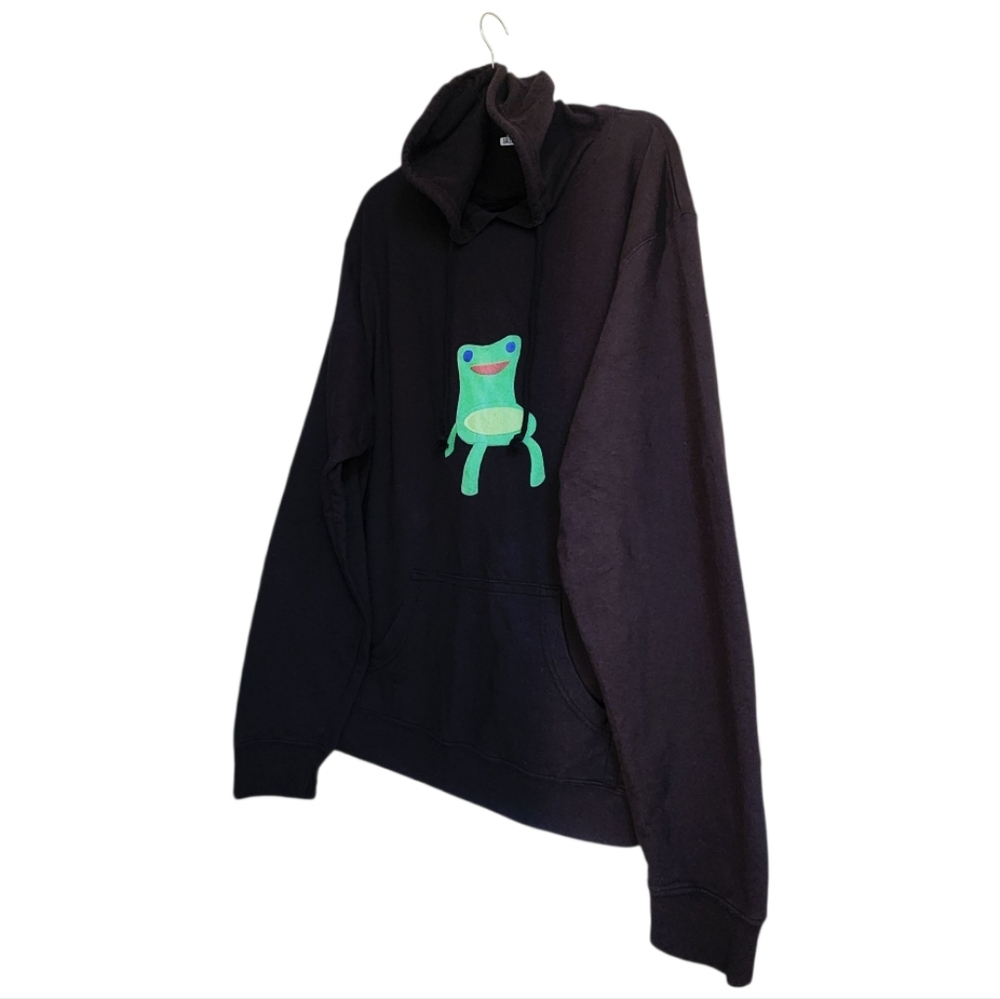 Black Hoodie with Green Frog Design